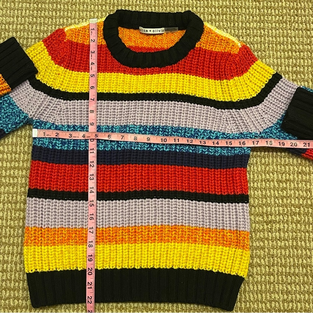 Alice + Olivia Barb Rainbow Striped Sweater Small - Picture 6 of 10